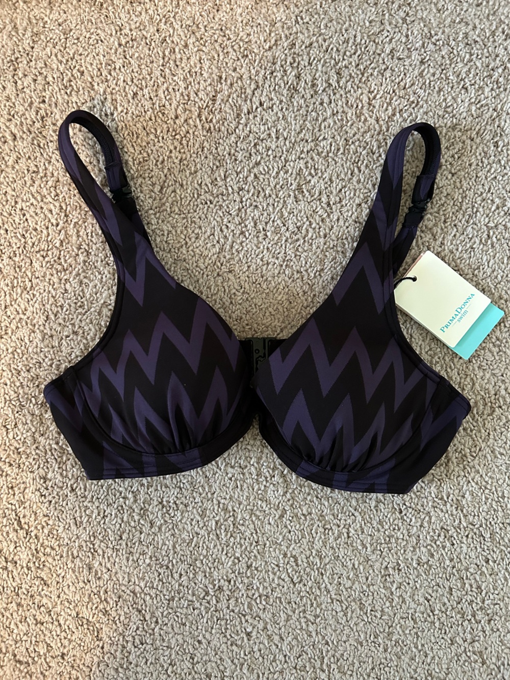 Anna Purple and Black Chevron Underwire Bikini Top